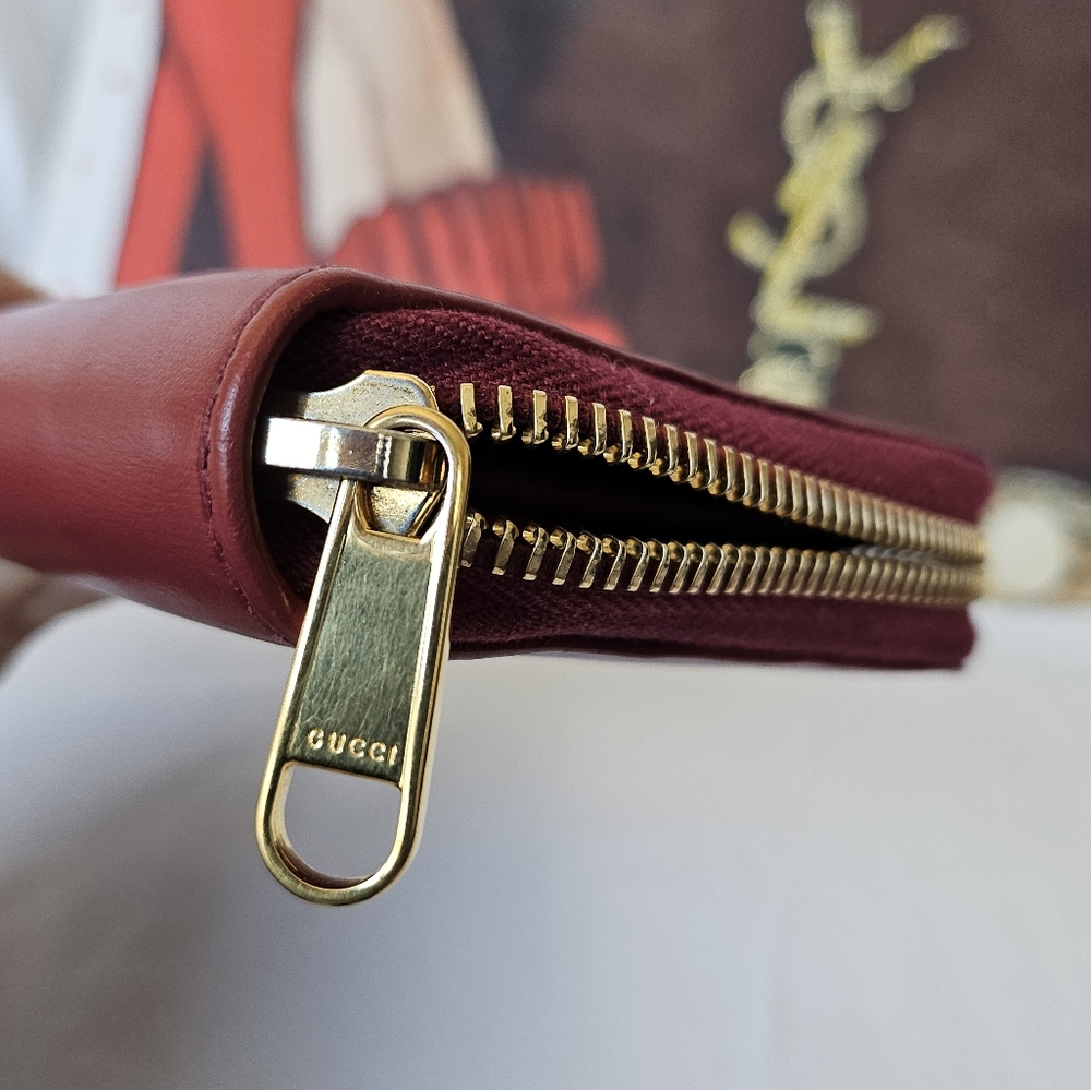 Gucci Red Leather Long Zip Wallet w/horsebit - Picture 5 of 13